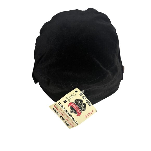Lucky Brand Black Velvet Newsboy Cap With Button Detail - Picture 5 of 7